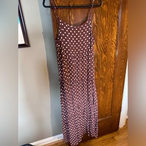 ANRABESS Women’s Spaghetti Strap Asymmetric Tiered Maxi Dress - L - Brown